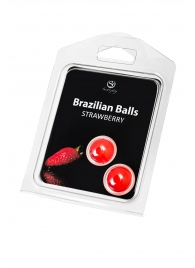 Набор из 2 шариков с массажным маслом Brazilian Balls с ароматом клубники - Secret Play - купить с доставкой в Уссурийске