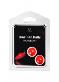 Набор из 2 шариков с массажным маслом Brazilian Balls с ароматом клубники - Secret Play - купить с доставкой в Уссурийске