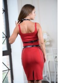 Черно-серебристая портупея-юбка plus size с цепочками - БДСМ Арсенал - купить с доставкой в Уссурийске