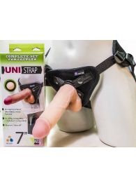 Страпон-унисекс с двумя насадками UNI strap 7  Harness - 19 и 16 см. - LOVETOY (А-Полимер) - купить с доставкой в Уссурийске