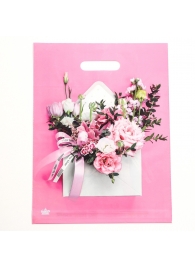 Розовый пакет с цветочным принтом и вырубной ручкой (40х31 см) - Сима-Ленд - купить с доставкой в Уссурийске