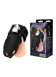 Черная клетка для пениса Silicone Small 2 in Cock Cage With Ball Divider - BlueLine - купить с доставкой в Уссурийске