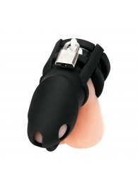 Черная клетка для пениса Silicone Small 2 in Cock Cage With Ball Divider - BlueLine - купить с доставкой в Уссурийске