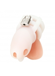 Белая клетка для пениса Silicone Small 2 in Cock Cage With Ball Divider - BlueLine - купить с доставкой в Уссурийске