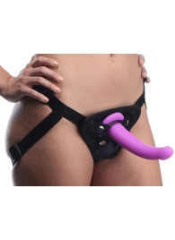 Лиловый поясной страпон Navigator Silicone G-Spot Dildo with Harness - 17,8 см. - XR Brands - купить с доставкой в Уссурийске