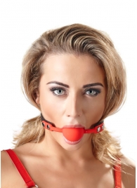 Силиконовый кляп-шар на чёрных ремешках Red Gag silicone - Orion - купить с доставкой в Уссурийске