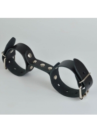 Черные кожаные наручники-фиксатор - Sitabella - купить с доставкой в Уссурийске