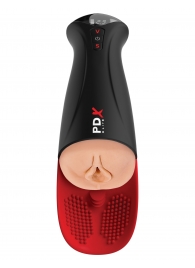 Телесный мастурбатор-вагина в черной колбе с вибрацией Fuck-O-Matic Pro XL - Pipedream - в Уссурийске купить с доставкой