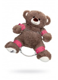 Бондажный набор: бурый мишка с розовыми оковами и наручниками - Pecado - купить с доставкой в Уссурийске