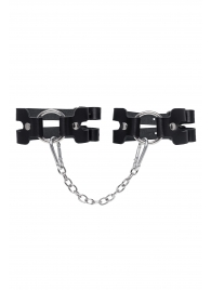 Черные кожаные оковы из двух ремешков - Pecado - купить с доставкой в Уссурийске