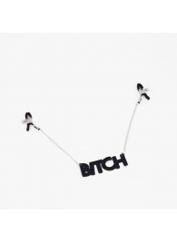 Зажимы на соски с кожаной подвеской Bitch - Crazy Handmade - купить с доставкой в Уссурийске