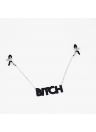 Зажимы на соски с кожаной подвеской Bitch - Crazy Handmade - купить с доставкой в Уссурийске