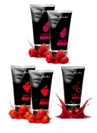 Набор из 5 съедобных лубрикантов JUJU (клубника х 2, малина х 2, вишня) - JuJu - купить с доставкой в Уссурийске