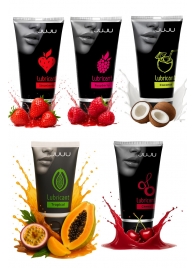 Набор из 5 съедобных лубрикантов JUJU (клубника, малина, тропические фрукты, вишня, кокос) - JuJu - купить с доставкой в Уссурийске