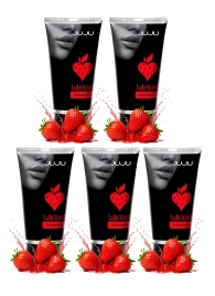 Набор из 5 съедобных лубрикантов JUJU со вкусом клубники - JuJu - купить с доставкой в Уссурийске