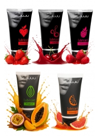 Набор из 5 съедобных лубрикантов JUJU (клубника, малина, тропические фрукты, вишня, грейпфрут) - JuJu - купить с доставкой в Уссурийске