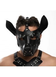 Черная кожаная маска «Собака» - Crazy Handmade - купить с доставкой в Уссурийске
