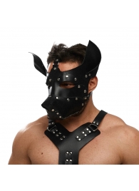 Черная кожаная маска «Собака» - Crazy Handmade - купить с доставкой в Уссурийске