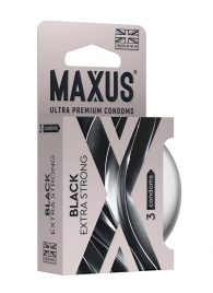 Черные утолщенные презервативы MAXUS Extra Strong с железным кейсом - 3 шт. - Maxus - купить с доставкой в Уссурийске