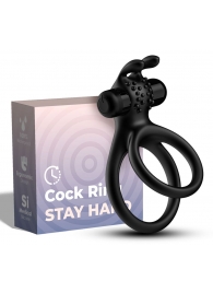 Черное эрекционное виброкольцо с подхватом мошонки Stay Hard - Boys of Toys - в Уссурийске купить с доставкой