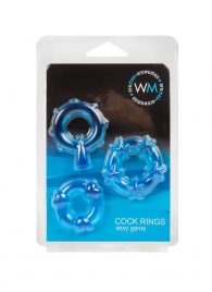 Набор из 3 синих эрекционных колец с различным рельефом - Erowoman-Eroman - в Уссурийске купить с доставкой