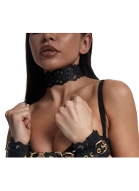 Черный ажурный чокер с золотистой фурнитурой - Crazy Handmade - купить с доставкой в Уссурийске