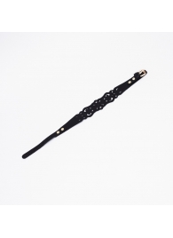 Черный ажурный чокер с золотистой фурнитурой - Crazy Handmade - купить с доставкой в Уссурийске