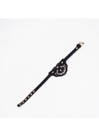 Черный чокер с клепками и золотистой фурнитурой - Crazy Handmade - купить с доставкой в Уссурийске