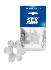 Прозрачное эрекционное кольцо с 6 стимулирующими шариками - Sex Expert - в Уссурийске купить с доставкой