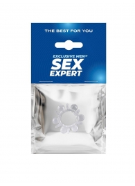 Прозрачное эрекционное кольцо с шариками и шипами - Sex Expert - в Уссурийске купить с доставкой