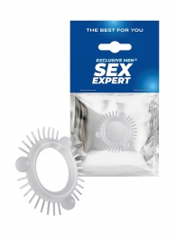 Эластичное эрекционное кольцо с 3 шариками и шипами - Sex Expert - в Уссурийске купить с доставкой