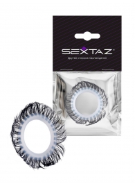 Эластичное эрекционное колечко с черными «ресничками» - Sextaz - в Уссурийске купить с доставкой