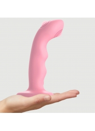 Розовая насадка-стимулятор Strap-On-Me Tapping Dildo Wave - Strap-on-me - купить с доставкой в Уссурийске