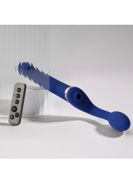 Синий безремневой страпон Multi Orgasm Bendable Strap-On size L с клиторальной стимуляцией - Strap-on-me - купить с доставкой в Уссурийске