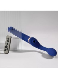 Синий безремневой страпон Multi Orgasm Bendable Strap-On size XL с клиторальной стимуляцией - Strap-on-me - купить с доставкой в Уссурийске