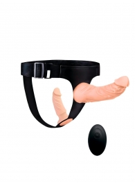 Женский страпон с 2 насадками, вибрацией и пультом ДУ - Erowoman-Eroman - купить с доставкой в Уссурийске