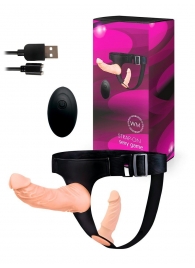 Женский страпон с 2 насадками, вибрацией и пультом ДУ - Erowoman-Eroman - купить с доставкой в Уссурийске