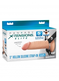 Телесный пустотелый фаллопротез 5’’ Hollow Silicone Strap-On - 14 см. - Pipedream - купить с доставкой в Уссурийске