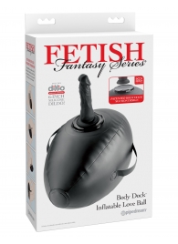 Черный надувной мяч с платформой для фиксации дилдо Body Dock Inflatable Love Ball - Pipedream - купить с доставкой в Уссурийске