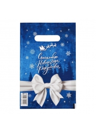 Сине-белый подарочный новогодний пакет с вырубной ручкой (20х30 см) - Сима-Ленд - купить с доставкой в Уссурийске