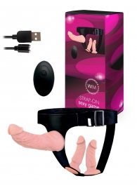 Женский страпон с 3 насадками и вибрацией - Erowoman-Eroman - купить с доставкой в Уссурийске