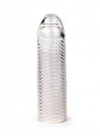 Прозрачная закрытая насадка на пенис с ребрышками - 16 см. - Sex Expert - в Уссурийске купить с доставкой