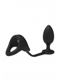 Черное эрекционное кольцо с анальной пробкой Cockstrap With Anal Plug - Dream Toys - в Уссурийске купить с доставкой