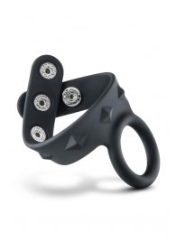 Черное эрекционное кольцо с подхватом мошонки на кнопках VS6 - Blush Novelties - в Уссурийске купить с доставкой