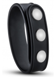 Черное эрекционное кольцо на кнопках - Blush Novelties - в Уссурийске купить с доставкой