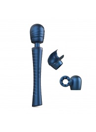 Синий вибромассажёр с насадками Man.wand Edgy - Manwan - в Уссурийске купить с доставкой