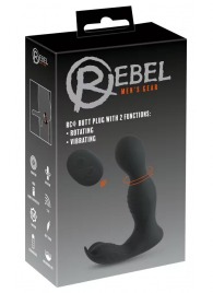 Черная анальная пробка с вибрацией, вращением и пультом ДУ RC Butt Plug with 2 Functions - Orion - в Уссурийске купить с доставкой