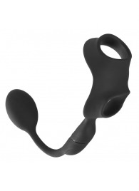 Черное виброкольцо с анальной пробкой Cock Ring with RC Butt Plug - Orion - в Уссурийске купить с доставкой