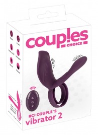 Фиолетовая насадка на член с клиторальным отростком и пультом ДУ RC Couple’s Vibrator 2 - Orion - в Уссурийске купить с доставкой