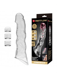 Прозрачный фаллоудлинитель с 3 вставками - 28 см. - Baile - в Уссурийске купить с доставкой